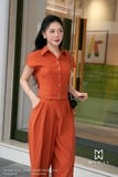 (2 màu) Quần baggy công sở xếp ly cạp