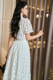 Chân váy ren xoè rủ hoạ tiết ren hoa