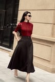 (2 màu) Áo cotton ôm vừa dáng cổ tàu