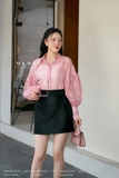 (2 màu) Áo sơ mi kiểu tay bồng cổ Đức Valentine
