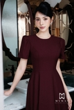 Đầm xòe Garbadine dáng cổ tròn