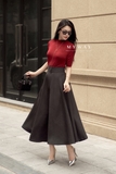 (2 màu) Áo cotton ôm vừa dáng cổ tàu