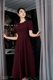 Đầm xòe Garbadine dáng cổ tròn
