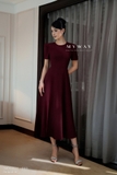 Đầm xòe Garbadine dáng cổ tròn