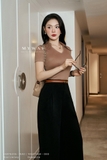 Quần ống suông gabadine công sở cạp cao