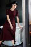 Đầm xòe Garbadine dáng cổ tròn