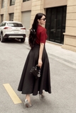 (2 màu) Áo cotton ôm vừa dáng cổ tàu