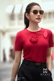 Áo cotton dáng suông vừa phối đính hoa