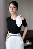 Áo cotton thun tay ngắn trễ vai