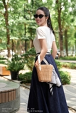 (3 màu) Áo cotton cổ thuyền tay ngắn dáng suông ôm