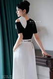 Áo cotton thun tay ngắn trễ vai