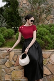 (2 màu) Áo cotton cổ thuyền ngắn tay basic