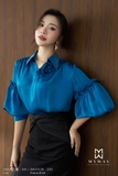 (9 màu) Áo sơ mi tay bồng đính hoa