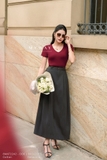 Chân váy xòe xếp ly Gabardine