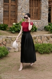 (2 màu) Áo cotton cổ thuyền ngắn tay basic