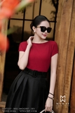 (2 màu) Áo cotton cổ thuyền ngắn tay basic