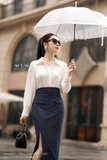 Chân váy ôm công sở kẻ sọc