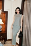 (2 màu) Chân váy A Cotton basic xẻ sườn
