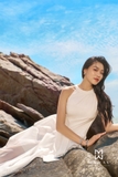 Đầm maxi Tơ cổ yếm bèo nhún