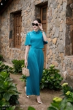 Quần lụa ống suông xếp ly eo
