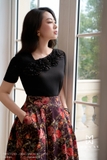 Áo sơ mi cổ biến kiểu 3D hoa