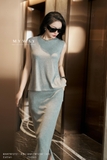 (2 màu) Chân váy A Cotton basic xẻ sườn