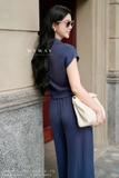 (4 màu) Áo Cotton Suông Cổ Cách Điệu Dài Ngang Hông