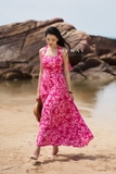 Đầm maxi hoa chiffon hai dây cách điệu