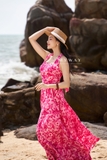 Đầm maxi hoa chiffon hai dây cách điệu