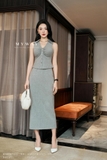 Chân váy ôm cotton basic xẻ sau