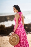 Đầm maxi hoa chiffon hai dây cách điệu