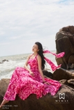Đầm maxi hoa chiffon hai dây cách điệu