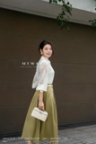 Áo sơ mi ren suông vừa cổ Đức tay dài