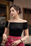 (2 màu) Chân váy xòe Linen trơn cạp cao