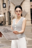 Áo cotton không tay kẻ ngang