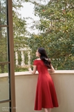 (2 màu) Đầm dự tiệc Taffeta trễ vai