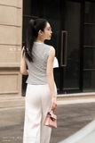 Áo cotton không tay kẻ ngang