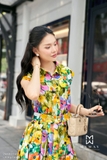 Chân váy xòe xếp ly họa tiết