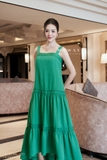 Đầm maxi hai dây suông A xếp tầng