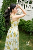 Đầm hoa xòe rủ cổ cách điệu
