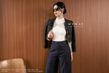 (2 màu) Áo vest dáng suông vừa phối hoa cài