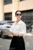 Áo sơ mi voan đính hoa thủ công