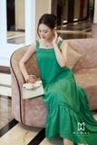 Đầm maxi hai dây suông A xếp tầng