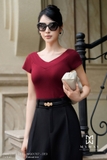 (7 màu) Áo cotton thun trễ vai