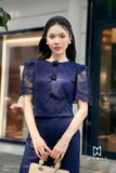 (3 màu) Chân váy Ren hoa dáng A xẻ sau