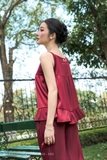 (2 màu) Áo kiểu hai dây cổ vuông dài ngang mông