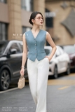 (9 màu) Áo gile cổ tim 4 khuy