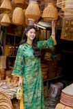 Áo dài dáng suông A phối cổ tàu