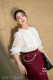 Áo sơ mi voan cổ tròn tay lỡ