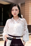 Áo sơ mi ren dáng cổ Đức
